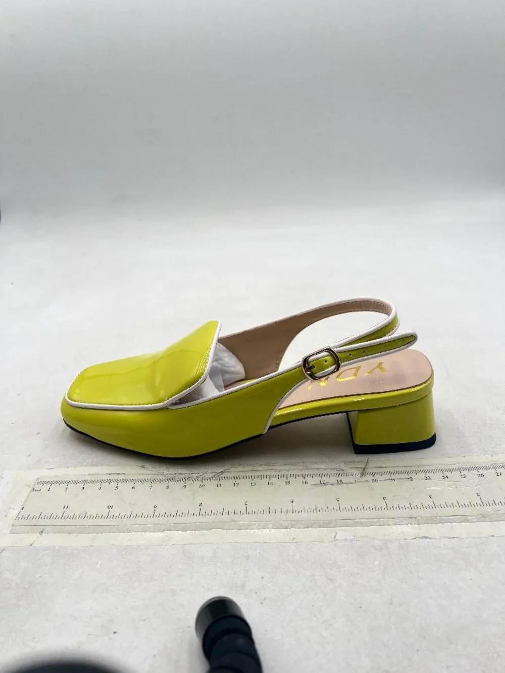 YDN Yellow Square Toe Block Low Heels Slingback Formal Loafer Dressy Pump